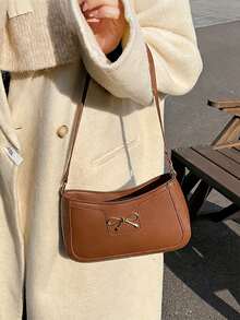 Elegant Crescent-Shaped Underarm Shoulder Bag For Women, Chic Casual Fashion, Solid Color Underarm Bag Gifts For Women Women's Fall Clothing Winter Clothing Gift Fall Autumn Velvet Furry Party Fuzzy Plush Thanksgiving Festival Cyber Holiday Mochilas,Laptop Case,Designer Handbags,Bolsos Para Mujer,Mochilas Para Mujer,Bolsos De Mujer Elegantes,Bag,Bolsas,Tote Bags For Women,Loncheras,Purse,Travel Essential,Purses And Bags Women,Bags,Travel,Beach Bag,Cruise Essentials,Wallet,Summer,Black Purse,Car Acessesories,Vacation Essentials,Travel Essentials For Women,Bag Charms Knitted Winter Valentine's Day Gift Women's Crossbody New Year Snow Warm Thermal, - 咖啡棕 - 查看 4