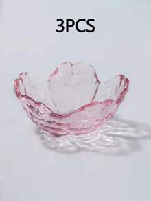 Bộ 3/6 món đĩa khai vị bằng thủy tinh pha lê trong suốt và màu hồng họa tiết hoa anh đào, kèm bát chấm, bát đựng kem, sushi, đĩa nhỏ bằng thủy tinh màu hồng thích hợp cho đĩa thịt nguội (có và không có viền vàng) - Nhiều màu - Xem 13