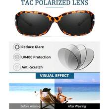 Retro Polarized Sunglasses For Women  Wraparound Rhinestone Designer Style Shades UV400 Protection - Bright Tortoise - View 6