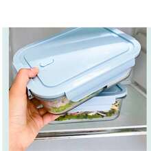 3件套 410毫升/700毫升/1040毫升玻璃食品储物盒，带防漏锁盖的便当盒，适用于微波炉/烤箱/冰箱/洗碗机 - 彩色 - 查看 12