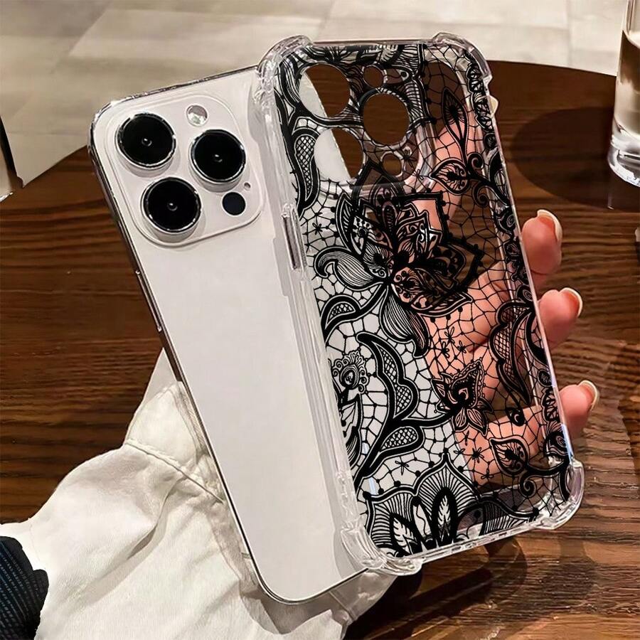 1个全新简约蕾丝防震透明TPU保护壳，兼容苹果系列、苹果17 Pro Max、苹果16 Plus、苹果16 Pro Max、苹果16 Pro/11、苹果15 Pro Max、苹果14 Pro Max、三星Galaxy S25 Ultra、三星S24 FE、三星S23 Plus、三星A55、三星A25、三星A15、三星A06、三星A04 E、Realme C15、三星Hot30i、三星Note14等机型，国际版，非国内版。 - 無色 - 查看 1