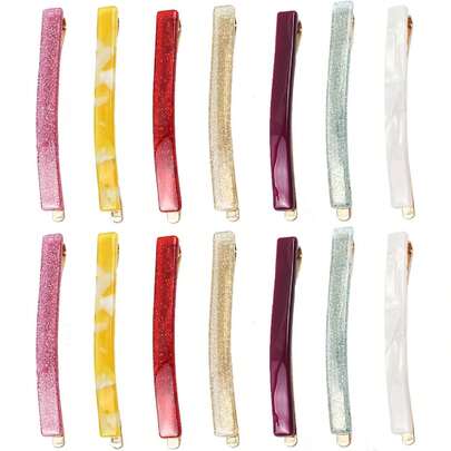 14pcs Solid Color Plastic Hair Clips, Fashion Geometric Hair Accessories (7 Styles)