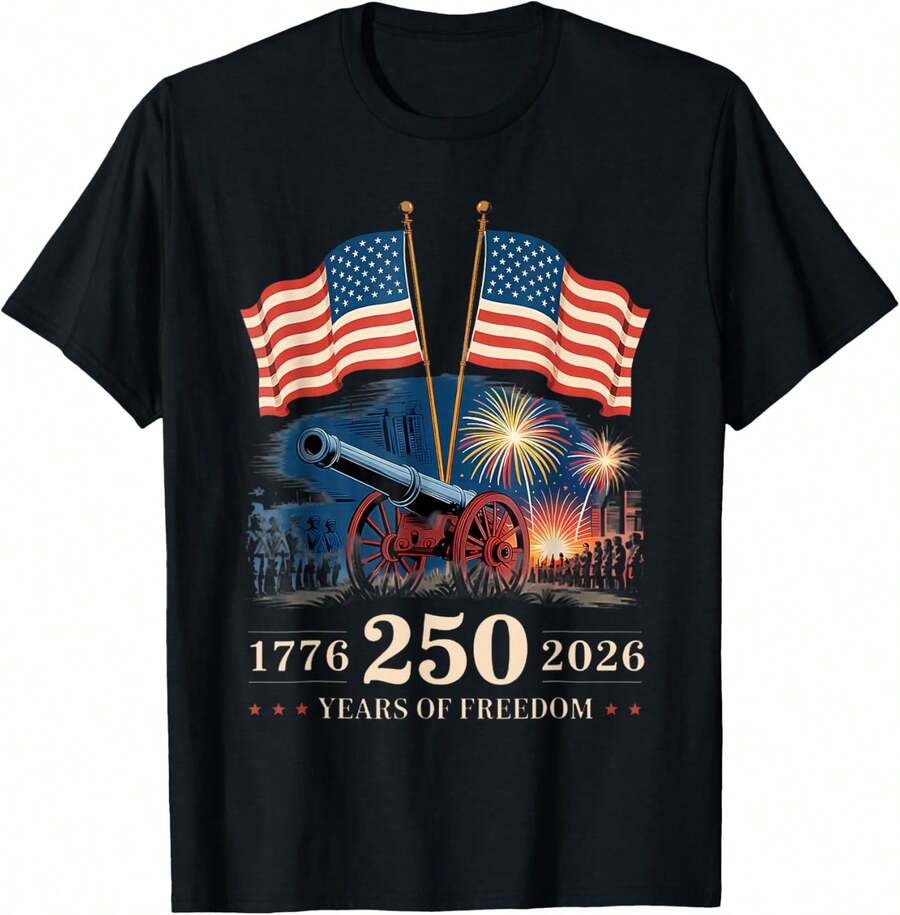 1776 2026 250 Years Of Freedom 250th American Anniversary T-Shirt, Women T-Shirt,Men Tshirt, Premium Unisex Casual Short-Sleeved Tees A Must-Have For Suitable For Festivals, Parties, Homewear, Daily Commutes, Back-To-School Outfits , Cotton T-Shirts , Versatile Basic Tees, S-5XL Black - màu đen - Xem 1