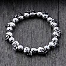 1pc Gothic Style Full Skull Bracelet, Men's Rock Jewelry - Silver - View 1