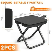 2PCS Portable Folding Chairs With Zipper, Camping And Beach Stools, Lightweight, Ultralight With Double Folding, 120kg Load Capacity Each, Ideal For Camping, Fishing, Hiking, Backpacking, 41934343 - 芥末黃 - 查看 2