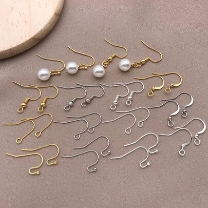 10个极简DIY耳钩 - 18k镀金铜，厚实银色和铂金色饰面，配珍珠吊坠 - 非常适合手工珠宝、婚礼和派对