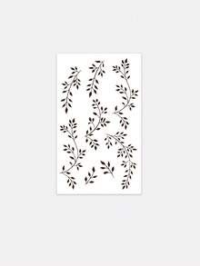 1片防汗持久多枝叶海娜纹身贴纸，防水，逼真曼海蒂风格，手绘，适用于婚礼/派对/日常佩戴 - 卡其色 - 查看 6