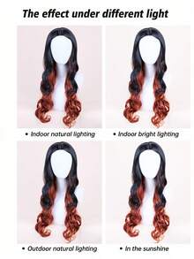 前卫的Y2K黑铜渐变假发：这款长款波浪假发采用引人注目的黑铜渐变色，完美展现2000年代初期的大胆、俏皮的时尚美学，是扮演标志性流行文化角色和打造Y2K风格角色扮演造型的理想之选。 - 黑棕色 - 查看 7