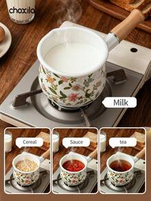 choxila 1 pieza Cafetera esmaltada, Lechera, Sartén japonesa mini de 10CM para mantequilla, Olla para comida de bebé, Apta para freír, hervir y hacer mermelada - Ver 4