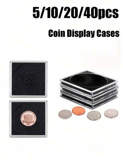 5/10/20/40个透明硬币收藏盒套装 - 透明硬币胶囊、圆形塑料硬币盒、硬币收纳盒、纪念币保护套、圣诞节、可调节硬币保护套、圆形硬币收藏盒