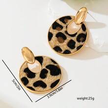 2pc New Fashionable And Unique Vintage Style Round Plush Leopard Print Women's Earrings Suitable For Everyday And Parties In All Seasons - 咖啡色 - 查看 3