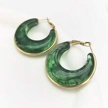 1 Piece Pendant Fringe Resin Earrings, High-End, Exaggerated, Retro, Stainless Steel, Unique, Luxe Style. Perfect For Women To Wear When Out And About Or As A Gift. - Multicolor - View 5