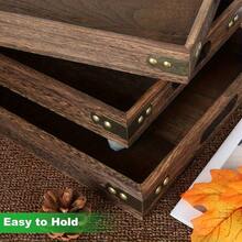 7 Split Solid Trays, Vintage Elegance, Rustic Trays With Handles, Rectangular Party Trays, Fruit Trays, Tea Trays For Placing Large And Small Items, Snacks, Tea, Coffee, Desserts, Durable Kitchen Or Living Room Decoration Trays - View 9