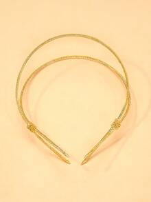 1件新款时尚交叉金属发箍，创意优雅日常佩戴发饰 - 金色 - 查看 2