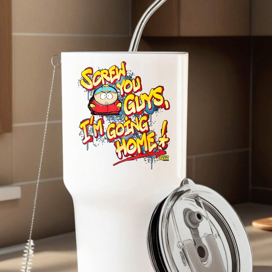 30oz Stainless Steel Tumbler Black White Options, Screw You Guys I'm Going Home Graphic Cups, Insulated Travel Coffee Mug With Lid And Straw , Double Wall Vacuum Reusable Travel Cups, Funny Birthday Party Gift For Women & Men - 白色 - 查看 1
