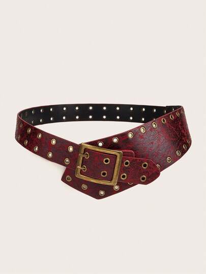 1pc Vintage Wide Waist Belt For Women, Fashionable Rivet Waistband, Suitable For Pairing With Dresses And Skirts, Ideal For Beach, Queuing Or Casual Weekends