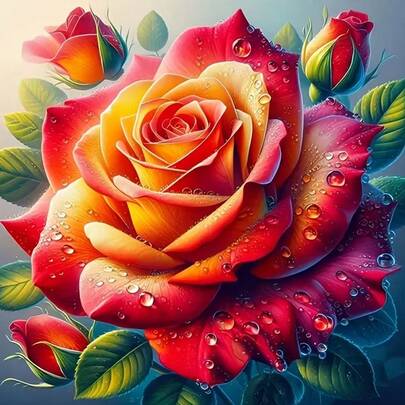 1pc 5D Diamond Painting Kit, Floral Pattern, Suitable For Adult Beginners DIY Mosaic Diamond Art, Full Drill Handmade DIY Diamond Painting For Living Room, Bedroom, Office Wall Decor, Surprise Art Home Decor Gift For Family And Friends, Frameless [30*30cm/11.8*11.8in] [40*40cm/15.7*15.7in]