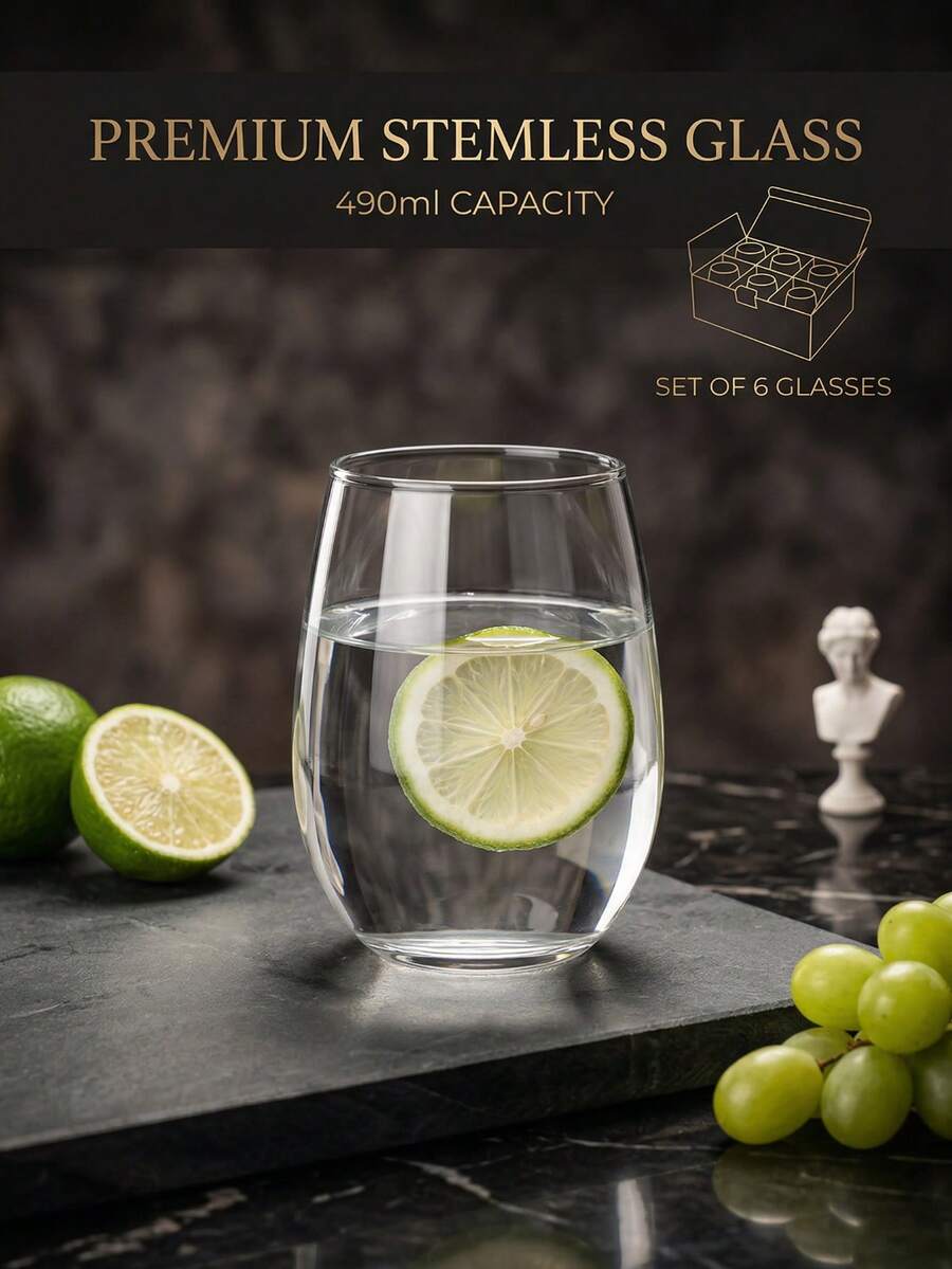 Textured Glass Cup, Large Capacity, Creative Beverage Cup For Home Use, Transparent Corrugated Juice Cup, Multiple Styles Available, 490/580/600ml - Smooth and Pure (490ml) - View 1