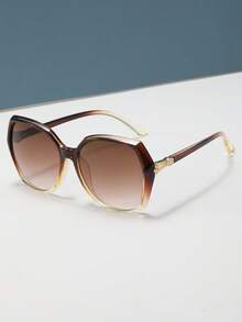 1 pieza Gafas de moda ovaladas para mujer con estampado de leopardo degradado, accesorio decorativo con adecuado para viajes de verano y playa - Marrón - Ver 7