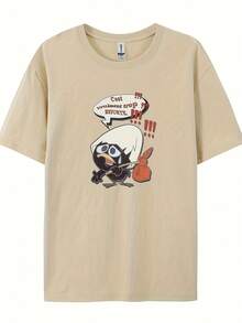 Camiseta de algodón de 180 g para hombre con estampado de pollo de dibujos animados de Calimero - texto en francés divertido y gráficos de animales, top casual de manga corta y cuello redondo, lavable aáquina, ajuste cómodo, camiseta con temática de pollo, estilo holgado, diseño divertido, fácil cuidado, ropa moderna, tela suave, camiseta estampada, atuendo divertido adecuado para el transporte diario, salidas casuales, versátil para uso en el hogar, paseos al aire libre, sencilla y sin restricciones, estilo de nicho moderno, la primera opción para parejas. - Negro 2 - Ver 10