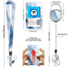3 Pcs Marble Style ID Badge Clips With Detachable Lanyards, Elegant ID Badge Holder Lanyards (With Retractable Badge Reel And Card Clip), Cute Nurse/Teacher Name Badge Clips - Multiple Styles - View 4