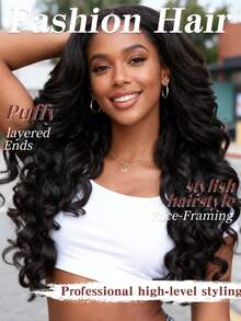 Curly Wave V Part Wig Highlights Yaki U Part Synthetic Wigs For Black Women 22 Inch Heat-Resistant Hair Replacement Wig Natural Looking For Daily Use - Multicolor - View 5