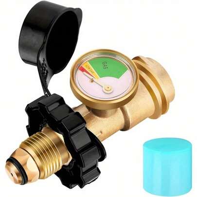 [1 Set Upgraded] POL To QCC1 Propane Tank Adapter With Pressure Gauge, LPG Repair Valve To Type 1 Connector, Suitable For Grill/Heater