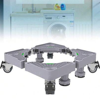 Stainless Steel Washing Machine Base Stand - Adjustable Height Ventilated Stand For Washer And Dryer, Mobile Rack With Wheels For Easy Moving, Helps Prevent Moisture And Rust, Ideal For Home Essentials, Furniture, Moving Supplies, Living Room Furniture, Kitchen