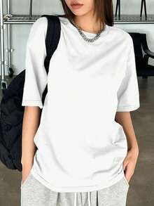 Vacation Graphic, 1pc. 100% Cotton. Women's Crew Neck T-Shirt, Cute Corgi And Frog Print, Casual Short Sleeves For Everyday Wear - 白色 - 查看 4
