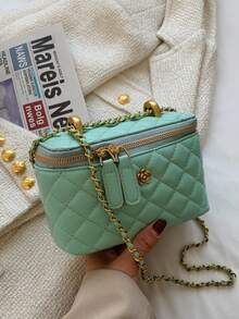 New Minimalist Hand-Held Box Bag, Shoulder & Crossbody Bag - Green - View 7