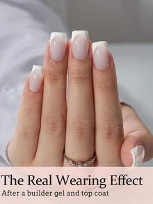 Bộ 150 miếng dán móng tay vuông ngắn kiểu Pháp, kèm miếng dán móng tay gel mềm kiểu Pháp, bộ móng giả, thích hợp cho việc tự làm móng, kiểu dáng tối giản đa năng, 15 kích cỡ phù hợp với phụ nữ. - trắng - Xem 5