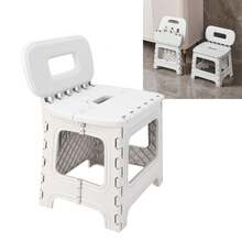 Compact Folding Step Stool – Portable Small Stool With Handle For Fishing Camping & Home Use - White - View 8