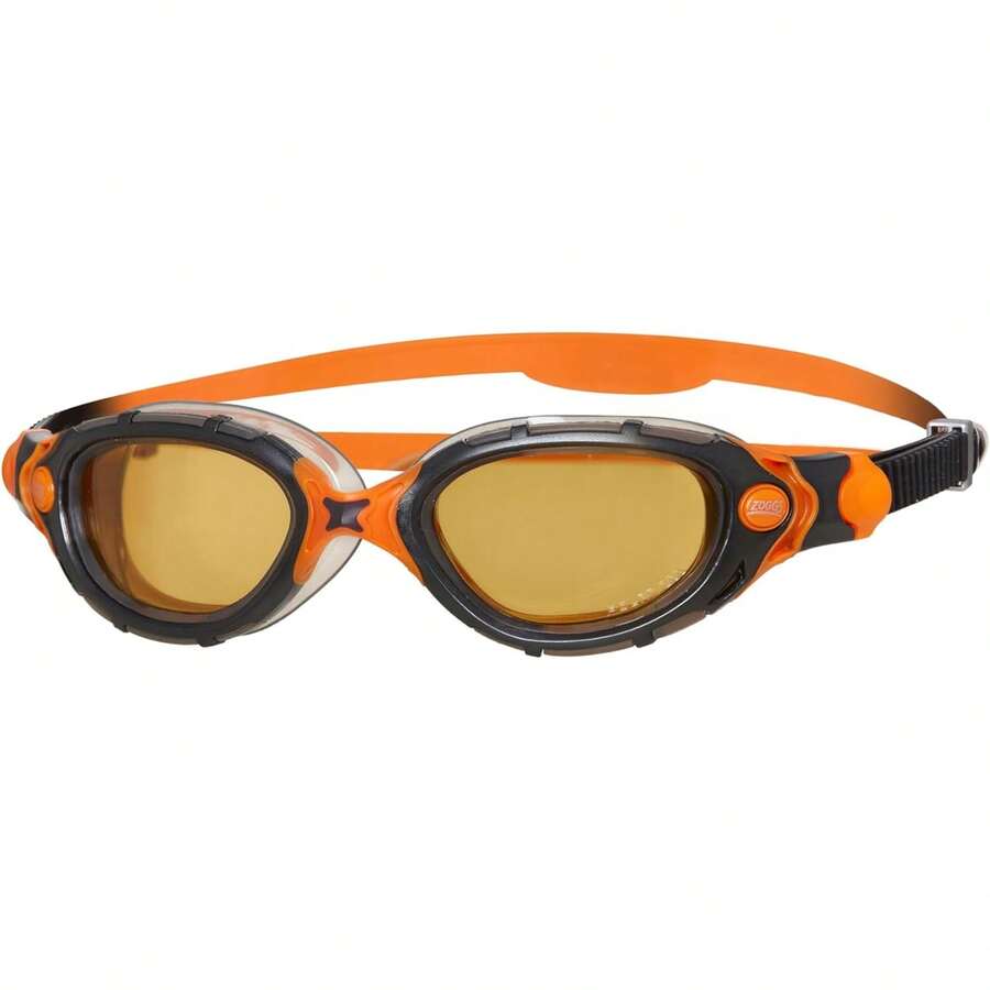 Adjustable Adult Swimming Goggles & Secure Fit - Polarised Ultra Lens/Black/Orange/ - View 1