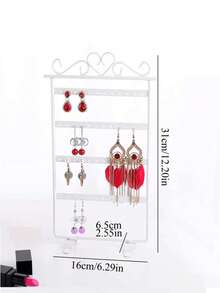 1pc Heart Detail Foldable Earring Display Rack, Gift For Valentine's Day Back To School - White - View 4