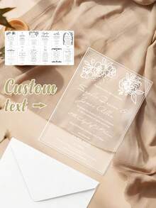 定制亚克力婚礼邀请函:永生花日期、亚克力婚礼邀请函、托斯卡纳风格婚礼邀请函、磨砂婚礼邀请函、满天星亚克力婚礼邀请函:优雅简约设计。情人节婚礼配饰、个性化新娘礼物、定制礼物、婚礼亚克力婚礼邀请函、定制亚克力婚礼邀请函、永恒之爱 - 彩色 - 查看 11