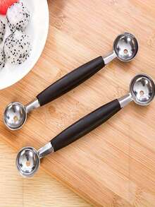 1/2个不锈钢水果球勺，水果球挖掘器，双头水果瓜球勺，西瓜球勺，创意水果勺，双头西瓜勺，哈密瓜勺，冰淇淋勺，厨房工具，厨房配件 - 銀色 - 查看 10