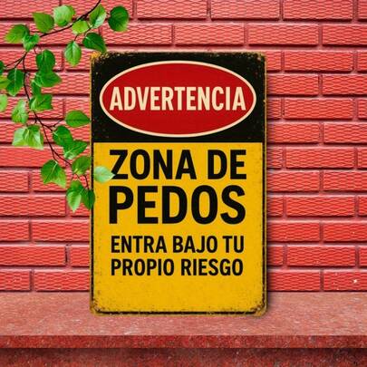 1 pieza Señal de advertencia humorística en español "Zona de pedos" - Arte de pared de metal de 7.8x11.8 pulgadas, diseño retro de hierro en amarillo y rojo llamativo, fácil de instalar para el hogar, cafetería, sala de estar - idea de regalo única, decoración de pared de metal, estilo clásico, señal duradera