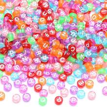 200颗/包 粉色字母亚克力珠，扁平圆形散珠，适合珠宝制作，手工DIY手链和耳环 - 彩色 - 查看 6