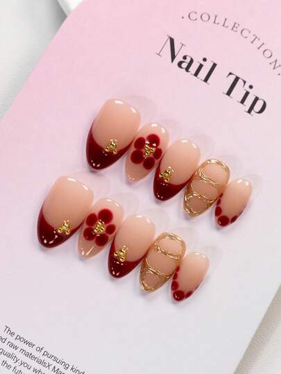 10片手工制作的奢华优雅短款杏仁形美甲贴片，配有3D彩虹水晶风格的美甲贴纸套装，包含1个迷你指甲锉和1张贴纸，是DIY美甲和音乐节派对的理想之选