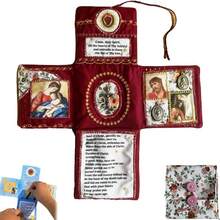 Handcrafted Pocket Devotional Faith Edition Cross-Shaped Fabric Pouch Sewing Pocket Devotional With Cross Saint Images Prayers - Multicolor - View 15