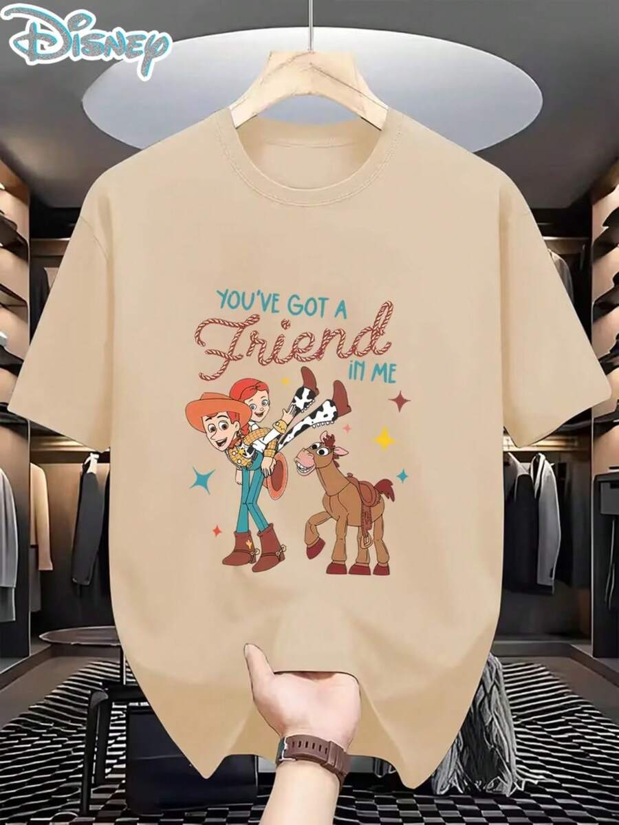 Disney A Men'S T-Shirt From The Toy Story Series, Featuring A Round Neck,Casual And Comfortable Design, Breathable And Lightweight, Suitable ForSports And Leisure Wear, Also Fits As A Loose Women'S T-Shirt, Perfect ForGifting, Outings - Apricot - View 1