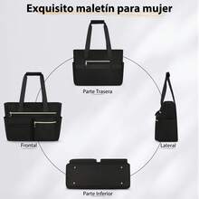 Borsa a tracolla in tela per laptop da 15,6 pollici, borsa a mano con cerniera di grande capacità per lavoro, scuola, viaggio - Multicolore - Visualizzare 7