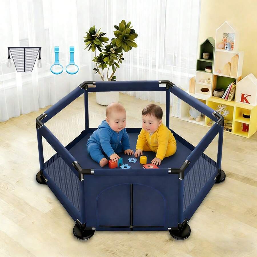 Corralito plegable y modular, y espacioso. Ideal para bebés de 3 meses a 5 años. - Azul - Ver 1