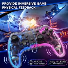 BONJDYOR Transparent Wireless Game Controller With RGB Lighting, 6-Axis Gyroscope, 360-Degree High-Precision Joystick, Dual Vibration Feedback, Compatible With Switch OLED/Lite, PC, Android, IOS Devices - View 6