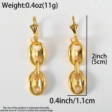 1 Pair Fashionable & Elegant 18K Gold Plated Copper Pig Nose Lotus Clip-On Earrings, Versatile Daily Wear Jewelry For Women - Gold - View 5