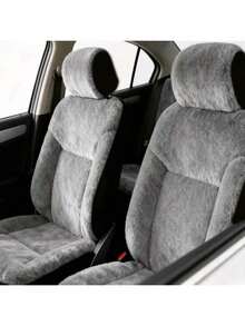 2pcs Plush Car Seat Covers, Black & Pink Fluffy Seat Cushions, Unisex Suitable For SUV & Sedan, Winter Use - Multicolor - View 3