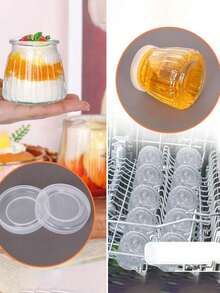 1/2/4pcs Transparent Glass Mini Pudding Jars With Lids, Suitable For Yogurt, Jam, Honey, Pudding Etc. Ideal For Making Refreshing Puddings In Summer, Portable And Easy To Use, Good Sealing, Dishwasher , Reusable - View 5
