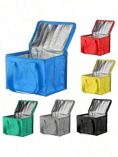 1 Pack - Foldable Insulated Food Delivery Bag, Sturdy Large Shopping Tote Bag With Zipper Top, Suitable For Carrying Hot Or Cold Food When Going Out (Does Not Come Into Direct Contact With Food)