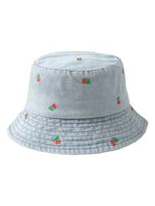 1顶女士可爱休闲Y2K风格时尚做旧水果雏菊刺绣牛仔布渔夫帽，适合外出、海滩、日常穿着 - 刺繡 - 查看 15