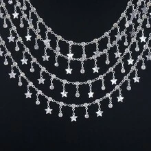 50cm/100cm glasstras pentagram hänge kedja med koppar tofs, lämplig för gör-det-själv armband halsband smyckestillverkning tillbehör - Kopparstjärnkedja - Visa 7